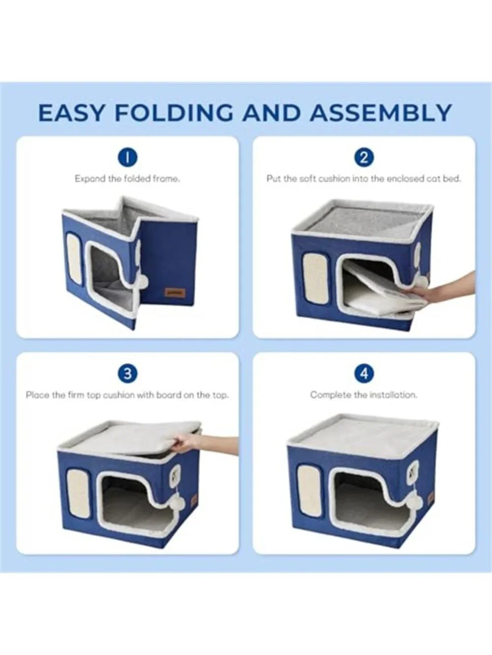 Cat House Indoor Cat Condo Hideaway Cube Scratcher Sisal Bed Furniture Protector